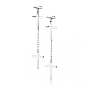 Cercei argint lungi cu lant si cruciulite DiAmanti Z1722E-DIA (Argint 925‰ 1,9 g.)